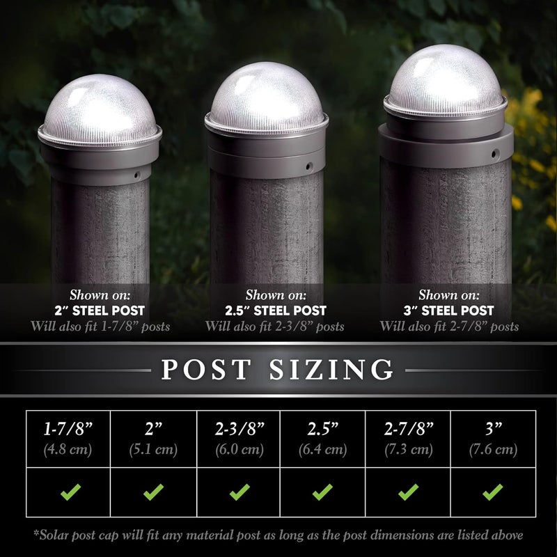 Classy Caps CH2233S Summit Chain Link Solar Post Cap, Silver – High Output LED, Fits 1-7/8", 2", 2-2/8",2.5, 2-7/8",3" Diameter Posts, Easy DIY, Brilliant White Light, Ideal for Chainlink Fence Posts - Image 3